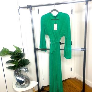 Slinky Belted Wrap Kimono Maxi Dress